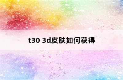 t30 3d皮肤如何获得